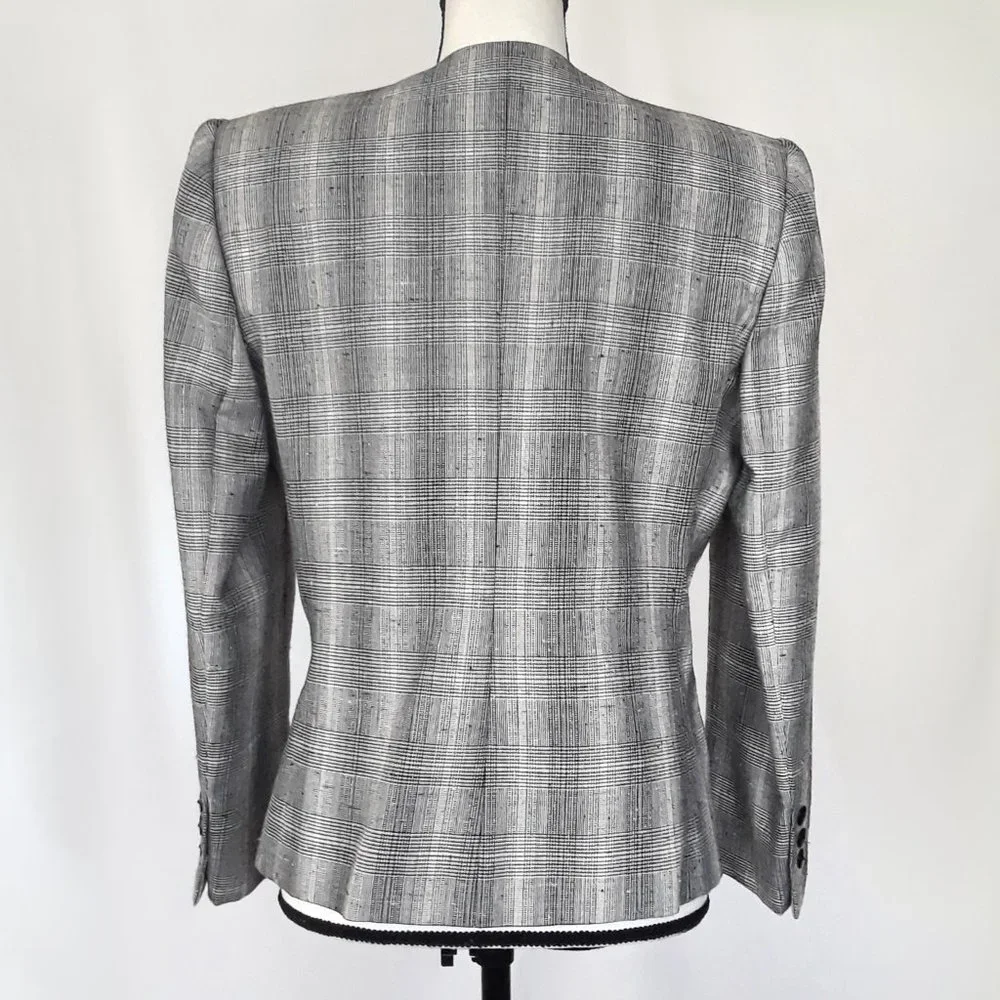 Vintage 1990s Petite Sophisticate Black & Pink Glen Check Blazer - Picture 9 of 16